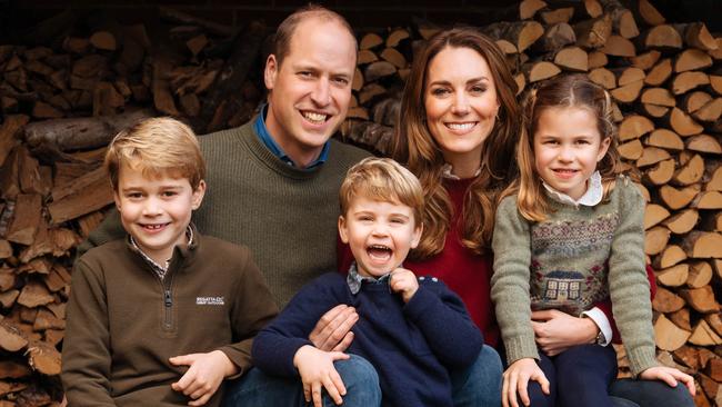 Prince William and Catherine with their three children Prince George (left), Princess Charlotte (right) and Prince Louis. Picture: Matt Porteous/The Duke and Duchess of Cambridge/Kensington Palace via Getty Images