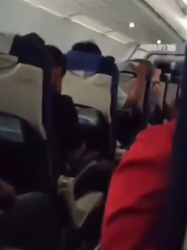 Footage from inside the plane showed distressed passengers. Picture: SWNS
