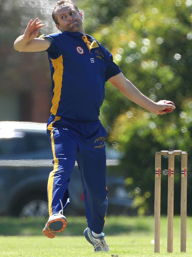 David Tripp bowling for Pascoe Vale Central. Picture: Hamish Blair