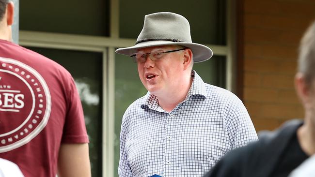 Member for Kiama Gareth Ward campaigning at Mount Terry Public School on election day, three days before appearing in court. Picture: Jane Dempster.