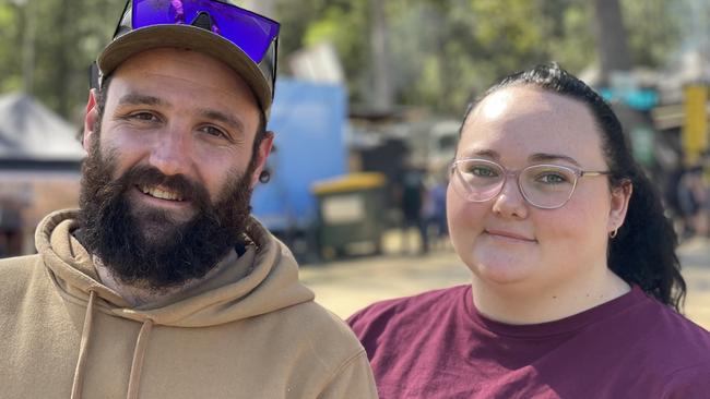 Jarrod and Alisa Tapson, from Eagleby, enjoy day one of the 2024 Gympie Muster, at the Amamoor State Forest on August 22, 2024.