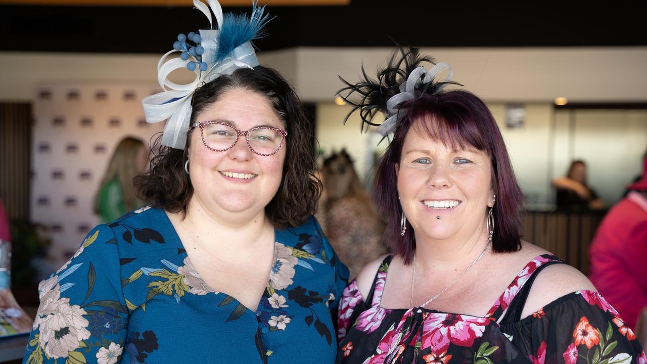 Marcella Williams and Kerrie Austin at the Gympie Muster Races. Saturday, August 19,. 2023. Picture: Christine Schindler