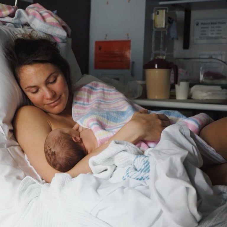 Laura and her newborn daughter Marlie Mae in June last year.