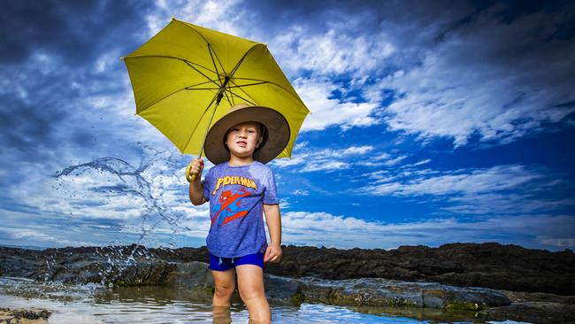 Koa Morrison, 4, at Snapper Rocks. Picture: Nigel Hallett