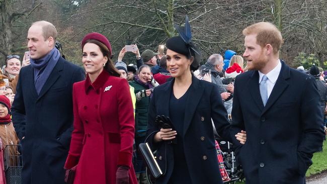 The ‘fab four’ attend Christmas Day church service at Church of St Mary Magdalene on the Sandringham estate in 2018. Picture: Samir Hussein/WireImage