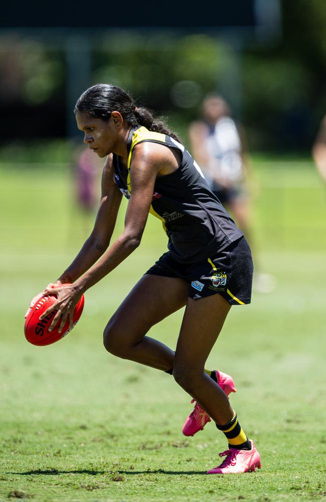 Tshinta Kendall as the Nightcliff Tigers took on the Palmerston Magpies in the 2024-25 NTFL women's semi-final. Picture: Pema Tamang Pakhrin