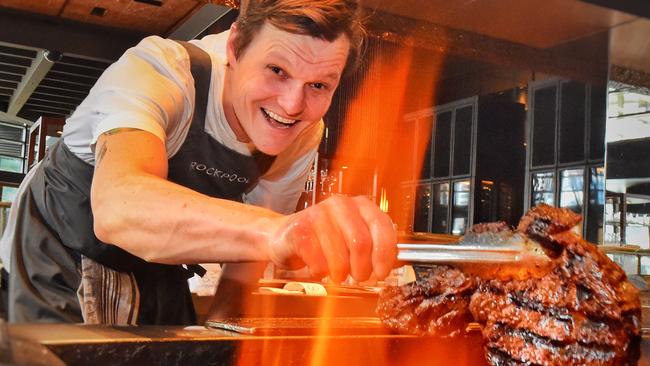 Dustin Martin has a set routine at Crown Casino’s Rockpool Bar and Grill. Picture: Tony Gough