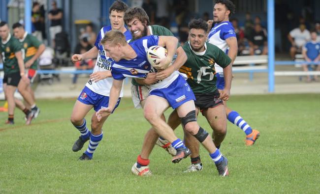 Ghosts Mitch Gorman with the ball during the 1st round of Group 2 premier rugby league match between the Grafton Ghosts and Nambucca Heads Roosters at Frank McGuren Park, Grafton, 25th March, 2017. Picture: Debrah Novak