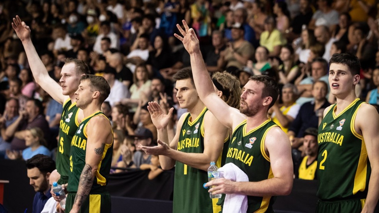 Aussies watch on from the sideline.