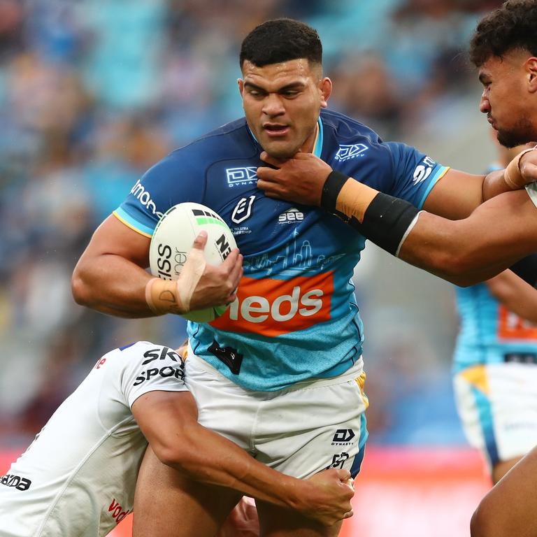 David Fifita brings plenty of ‘fear factor’ with him when running the ball. Picture: Chris Hyde/Getty Images