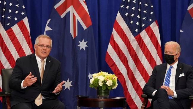 U.S. President Joe Biden meets with Australian Prime Minister Scott Morrison. Picture: Reuters