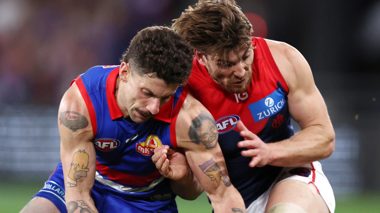 Western Bulldogs star Tom Liberatore has adjusted his game in a bid to avoid the knee-to-head collisions that were putting his future in doubt. Picture: Mark Stewart