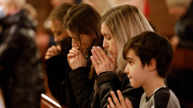 People at a prayer vigil in central London in reaction to Russia's invasion of Ukraine. Picture: AFP