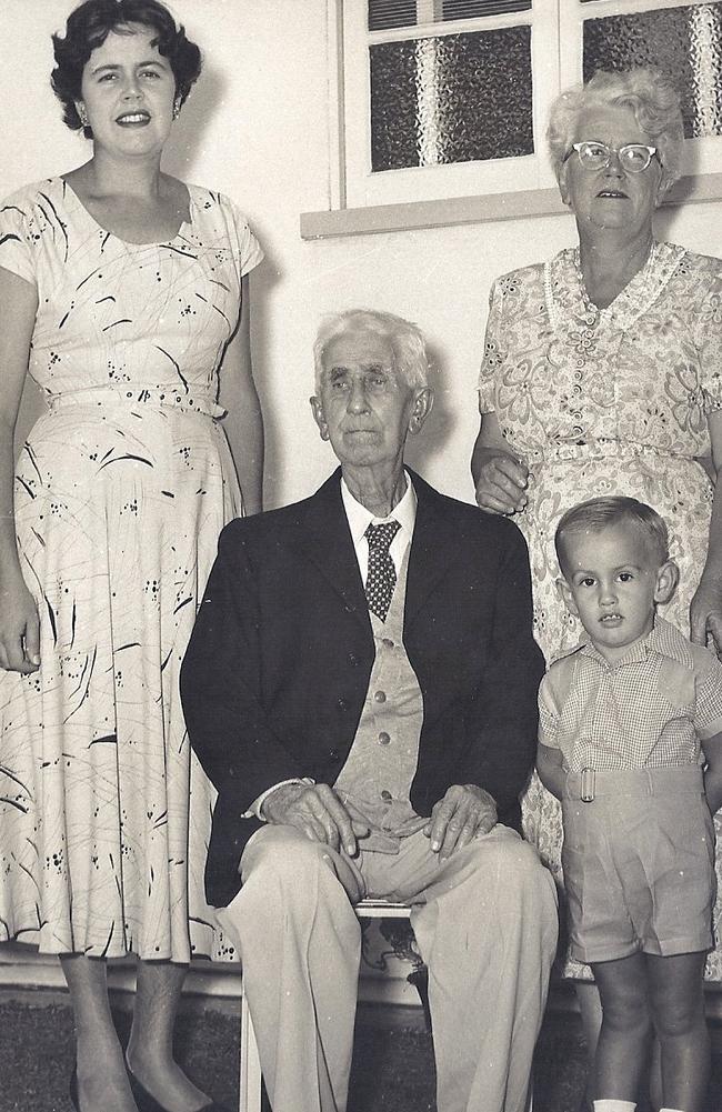 Four generations: Frederick William Avenell, with granddaughter Shirley Greenhalgh (standing, left), Elsie McWatters and Shirley's son John Greenhalgh, who now runs Avenell Bros.