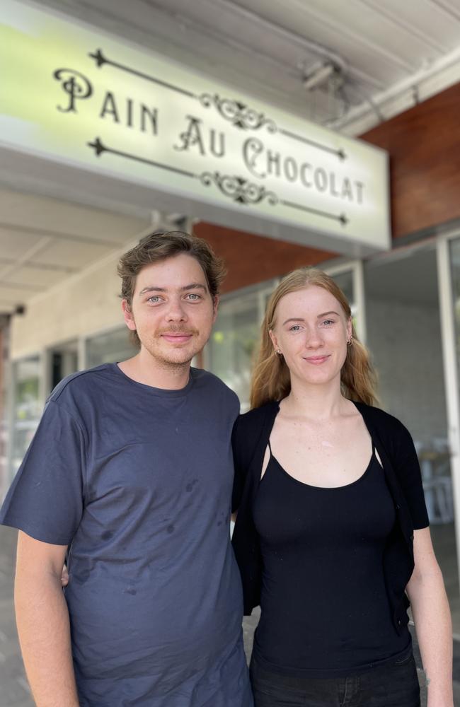 Tim Peet and Sinead Perrett outside their upcoming cafe Pain Au Chocolate Patisserie on Victoria St, Mackay. Photo: Zoe Devenport