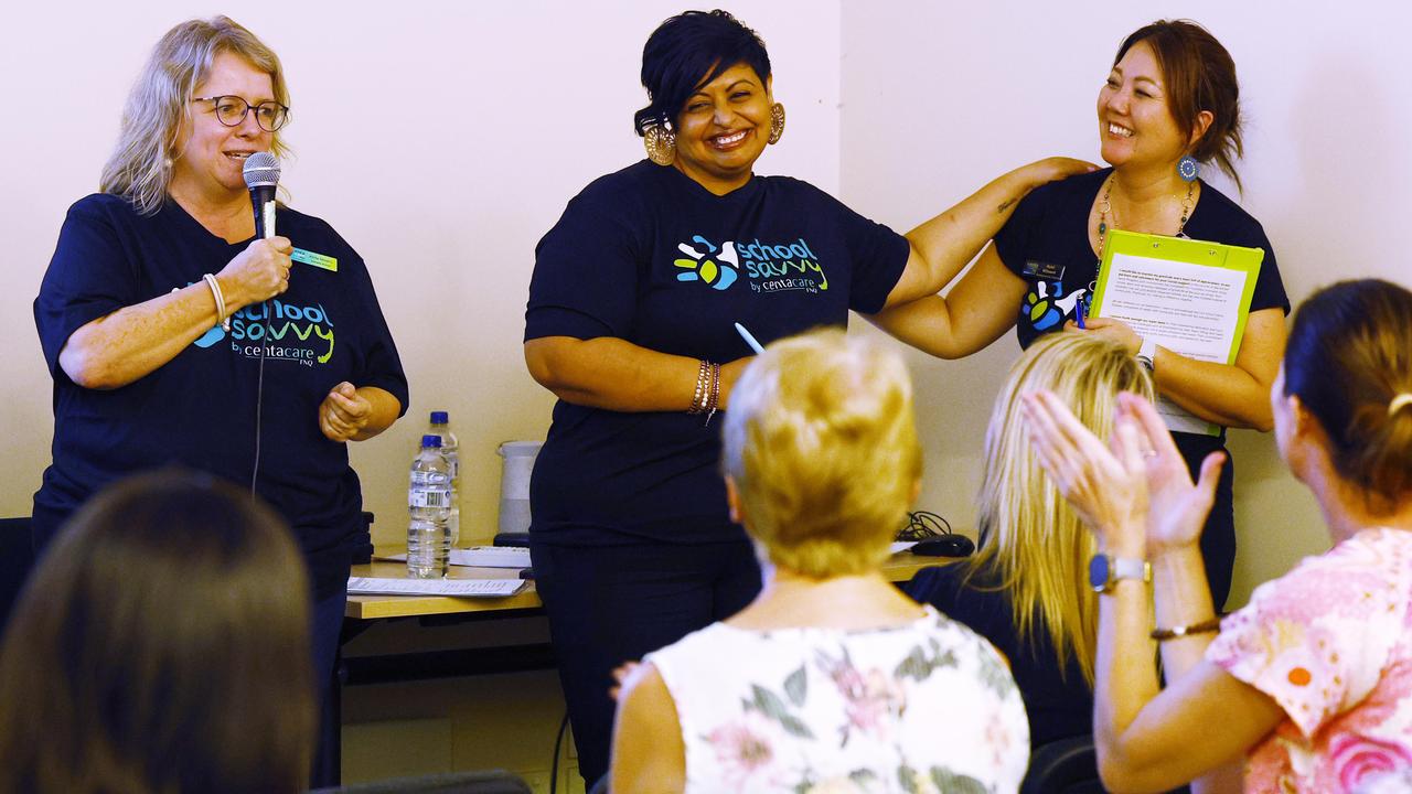 Centracare team Anita Veivers, Andrea Obeyesekere and Kumiko Millward at an event for School Savvy contributors. Picture: Brendan Radke