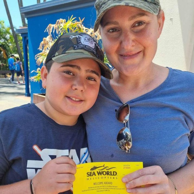 Nicholas with mum Vanessa before the tragic chopper ride. Picture Nine News.