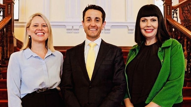 Opposition leader David Crisafulli (centre) with LNP candidates Bree James (Barron River) and Yolonde Entsch (Cairns). Picture: Facebook