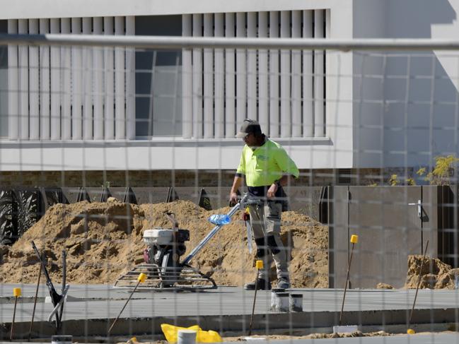 PERTH , AUSTRALIA - NewsWire Photos  APRIL 2 2024 Generic property / housing pictures around Perth.  Construction site house house building labourer worker cement slab .This is Shenton Park.Picture: NCA NewsWire / Sharon Smith