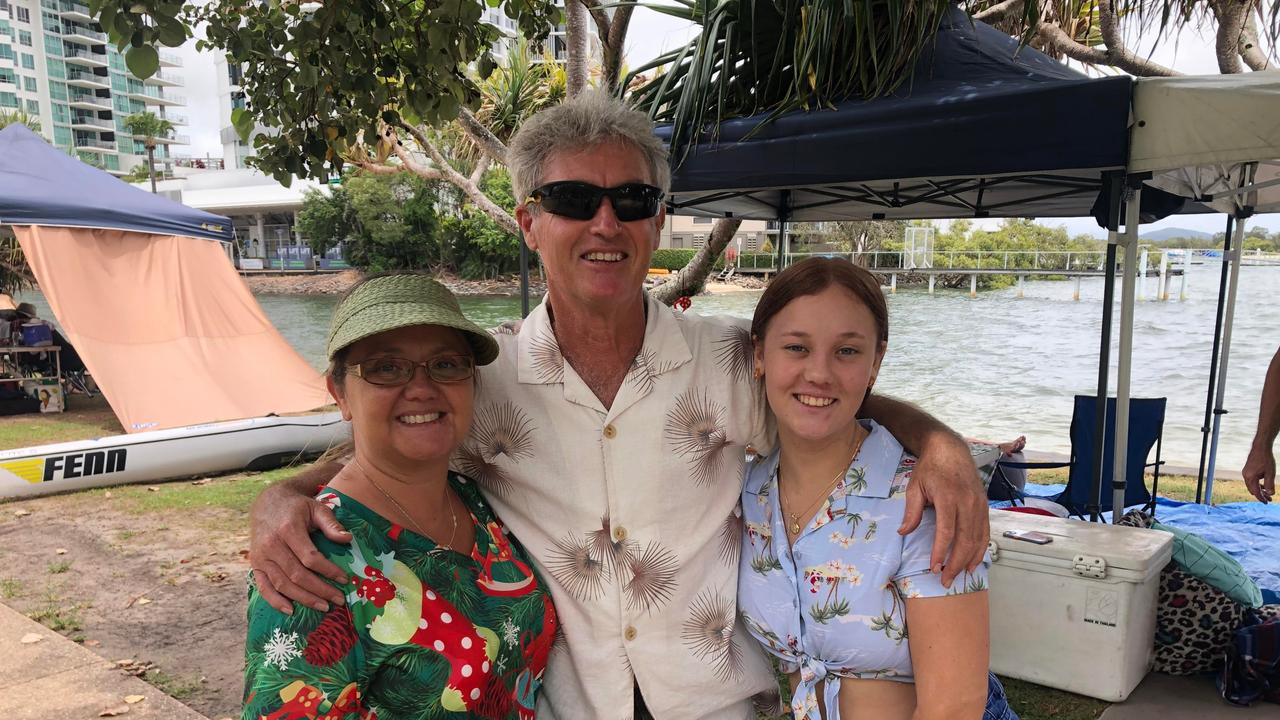 Belinda, Craig and Alisa Weimstein enjoy Christmas celebrations at Cotton Tree Park. Picture: Laura Pettigrew.