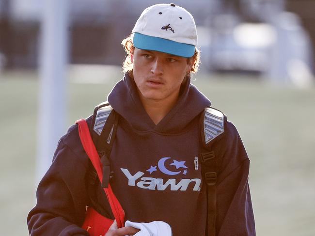 MELBOURNE . 20/02/2023.  AFL . Collingwood training at Olympic Park.  Jack Ginnivan of the Magpies arrives at the club this morning  . Pic: Michael Klein