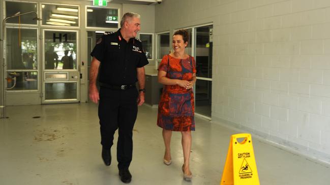 Chief Minister Lia Finocchiaro and NT Police Commissioner Michael Murphy touring the Peter McAulay Centre Berrimah watch house. Picture: Zizi Averill