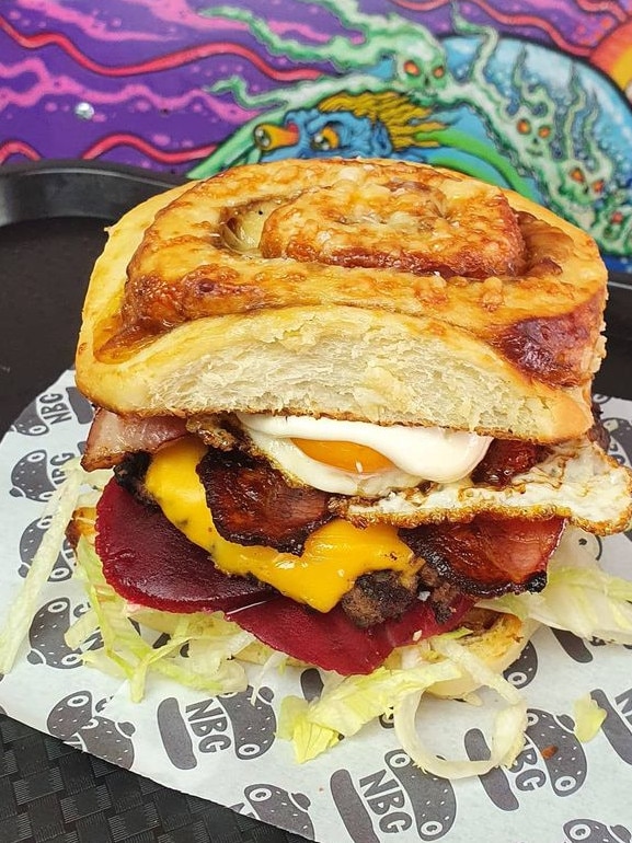 Natural Born Grillers marked Australia Day with a Dame Edna – all the Aussie burger toppings in a ScRoll Queen Vegemite ScRoll. Picture: Natural Born Grillers