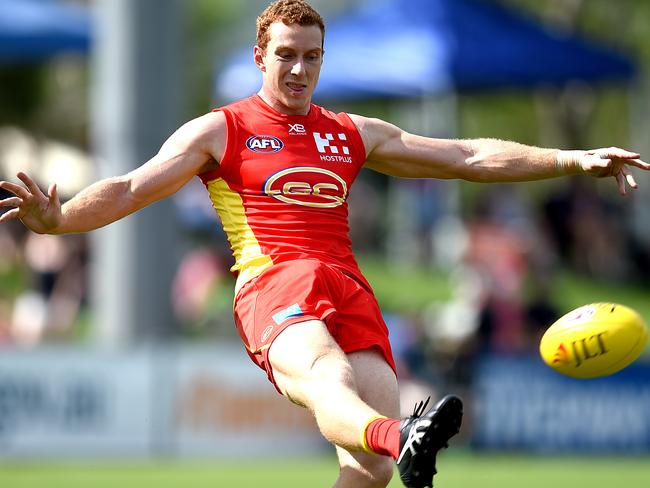 Suns Rory Thompson. Gold Coast Suns preseason game vs Geelong Cats at Riverway Stadium. Picturwe: Alix Sweeney