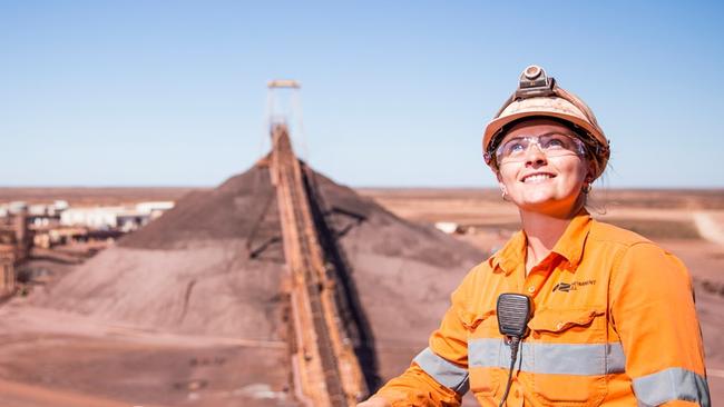 An OZ Minerals staff member at the Prominent Hill Mine in South Australia