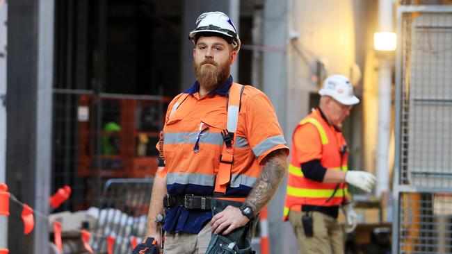 Melbourne carpenter Patrick Oakley outside his worksite in the CBD. Picture: Aaron Francis