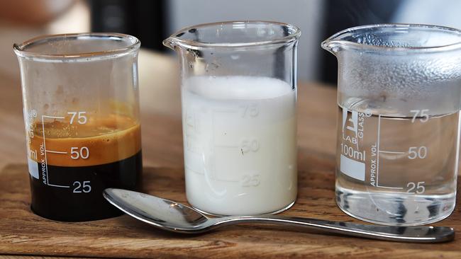 The deconstructed long macchiato that caused a social media storm. Picture: Ellen Smith