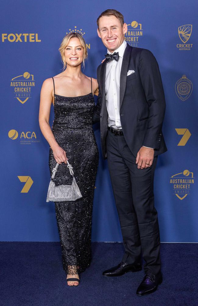 Marnus and Rebekah Labuschagne at the awards. Picture: Jake Nowakowski