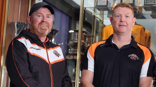 Southport Tigers senior rugby league coaching line-up (L-R) Steve Dowd, Tim Mahoney. Photo by Richard Gosling