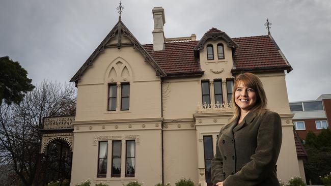 ESI Property's senior consultant Deb Stephens outside Beaumaris House, Battery Point. Picture Chris Kidd.