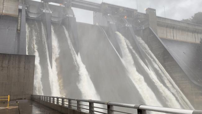 Sydney’s Warragamba Dam spills over on Sunday. Picture: WaterNSW