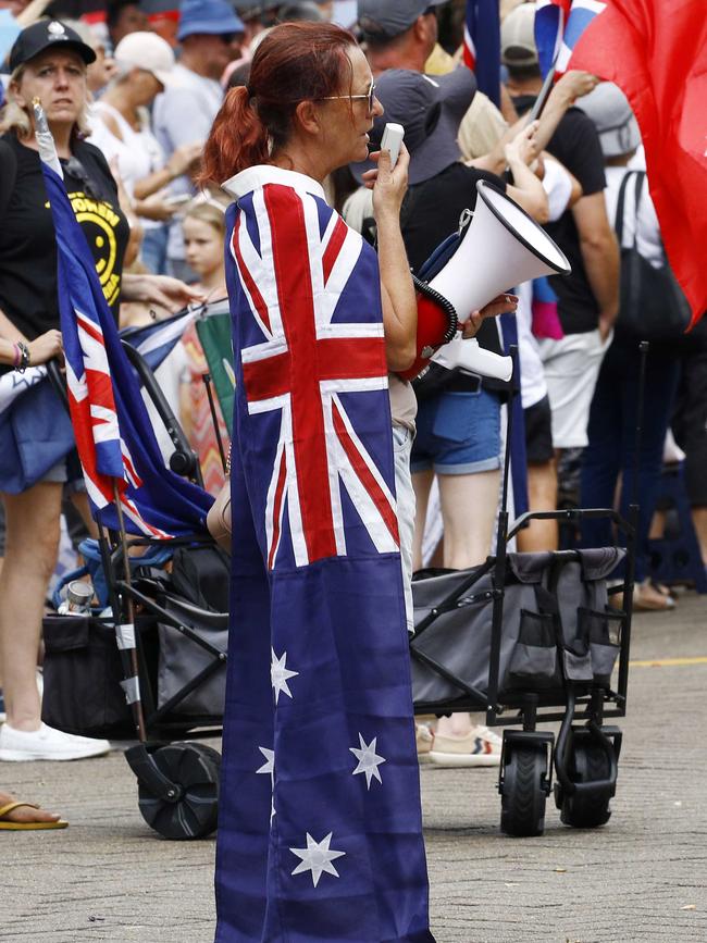 Protesters gathered outside the Queensland Parliament building in Brisbane. Picture: NCA NewsWire/Tertius Pickard