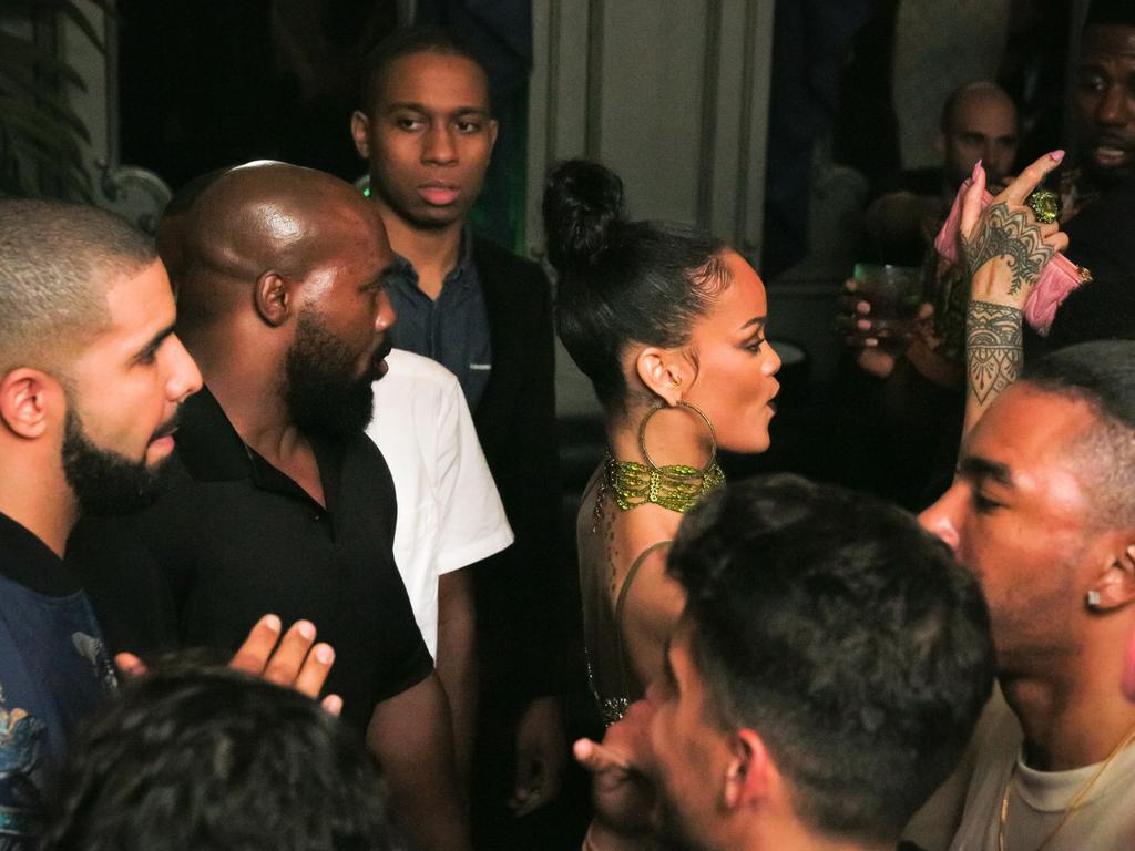 Rihanna and Drake arrive to her Vanguard Award celebration at Up and Down nightclub in New York City. Picture: Splash