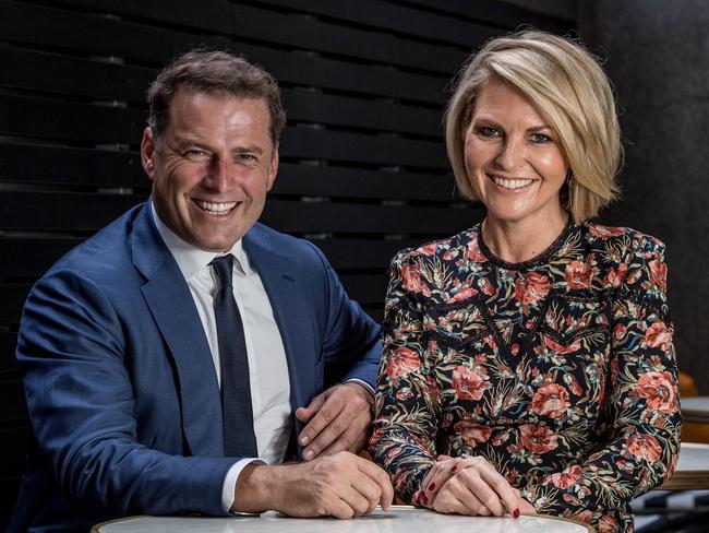 Karl Stefanovic and Georgie Gardiner. Picture: Jake Nowakowski