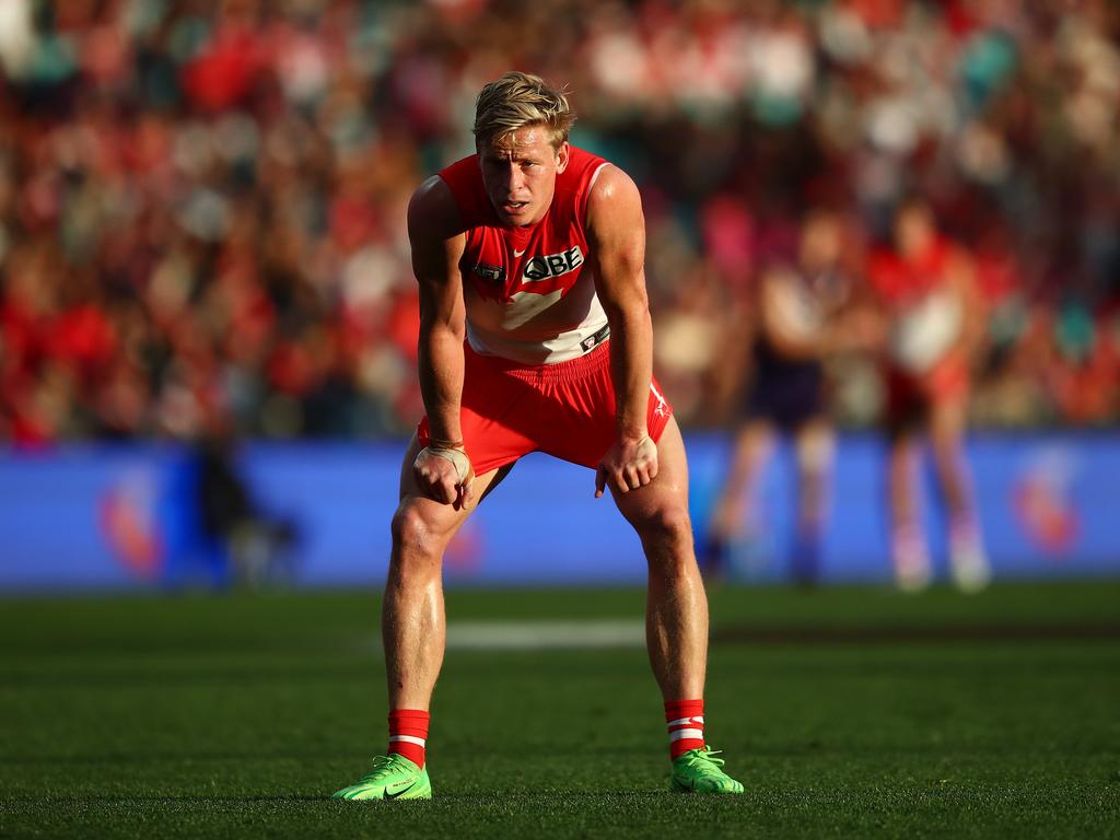 Isaac Heeney laments what has been a rare loss for the Swans.