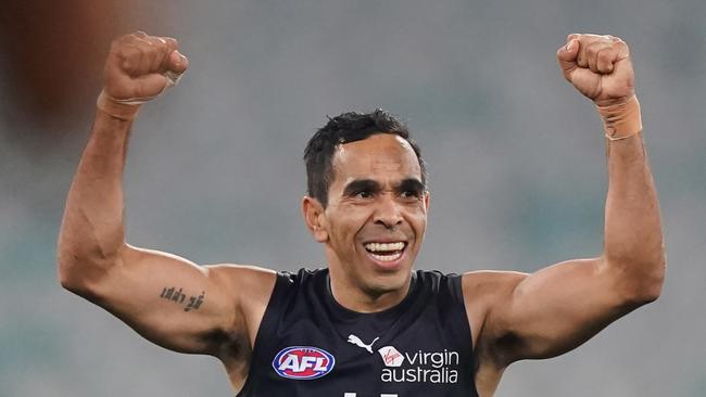 Betts celebrates a win during the Round 4 AFL match between the Essendon Bombers and the Carlton Blues on June 27. Picture: AAP Image/Michael Dodge