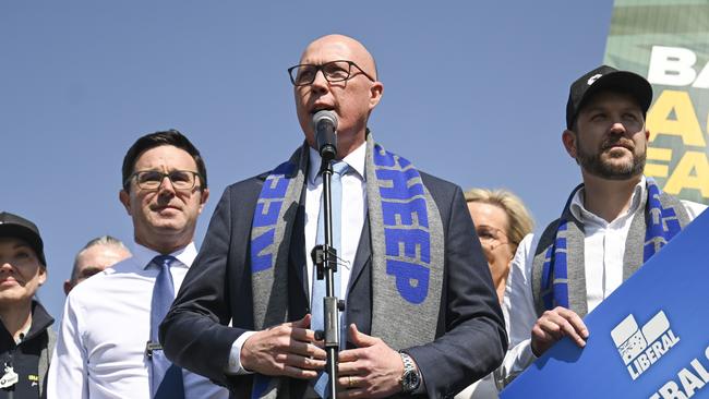 Opposition Leader Peter Dutton and Nationals leader David Littleproud at a farmers rally in Canberra on Tuesday. Picture: Martin Ollman / NewsWire