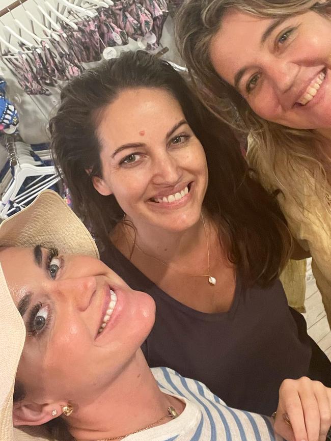 Katy Perry with Brooke Mann and Prue Needham – co owners of Port Douglas' Tahitian Lime Swimwear on Monday June 4. Picture: Supplied