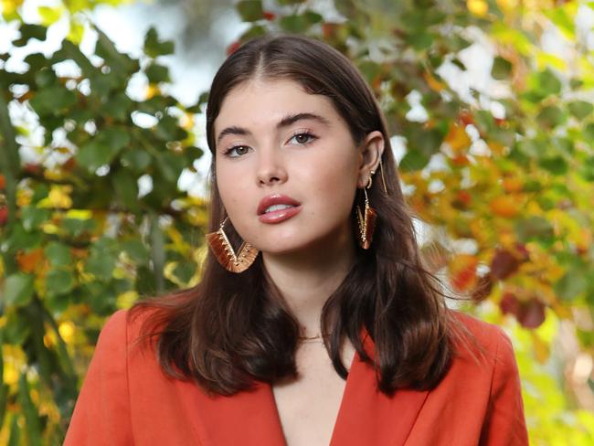 Pictured at Centennial Park In Sydney is Rose Noble wearing a design by Melbourne based Cazinc Label.Picture: Richard Dobson