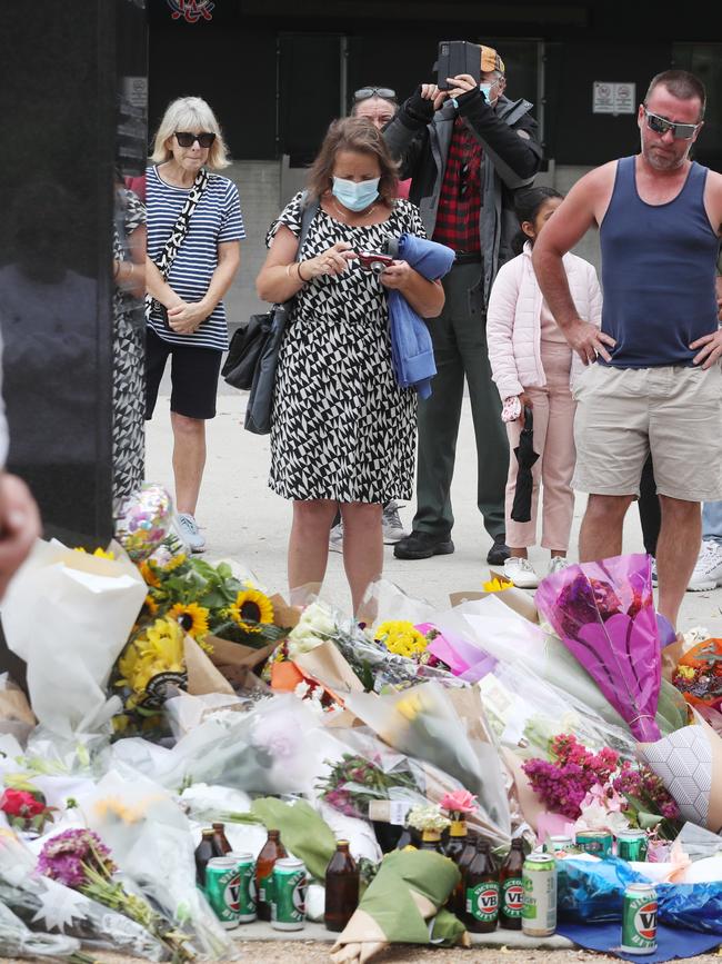 A memorial at Shane Warne at the Melbourne Cricket Ground after the cricket legend died. Picture: David Crosling