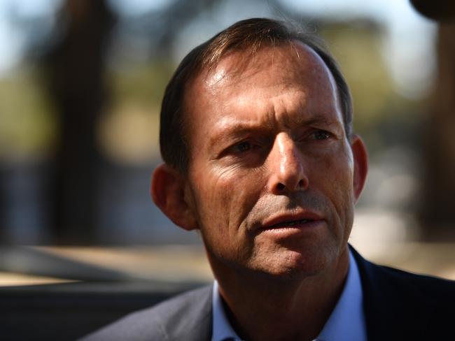 Former prime minister Tony Abbott at the Woodford cattle sales yards in Woodford, 72 km (45 miles) North west of Brisbane, Monday, July 23, 2018. (AAP Image/Mick Tsikas) NO ARCHIVING