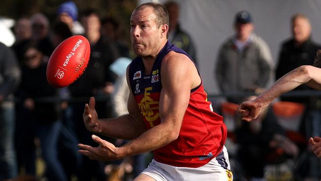 Diggers Rest lost Matthew Krul to injury in the second quarter. Picture: Hamish Blair