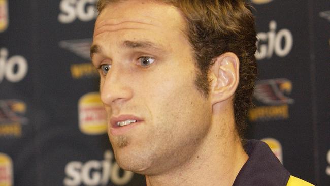 Chris Judd in 2006 when the club announced he was replacing Ben Cousins as captain. Picture: Jackson Flindell