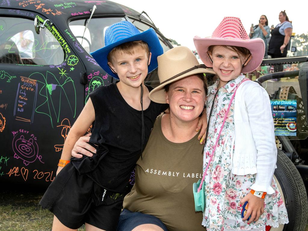 William, Julia and Charlotte Hayman. Meatstock - Music, Barbecue and Camping Festival at Toowoomba Showgrounds.Friday March 8, 2024 Picture: Bev Lacey