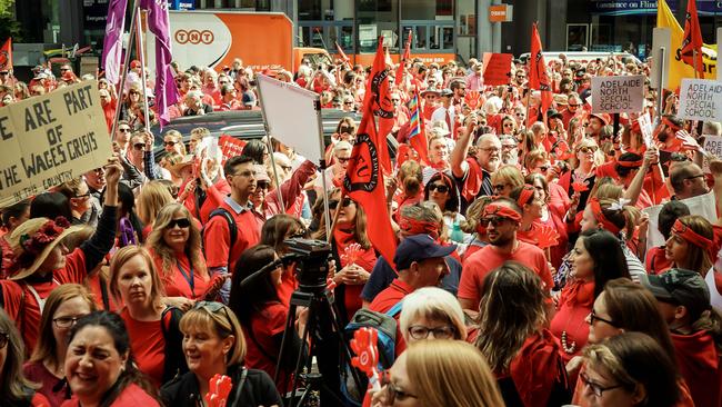 Thousands of teachers walked off the job in November 2018. Picture: AAP/Mike Burton