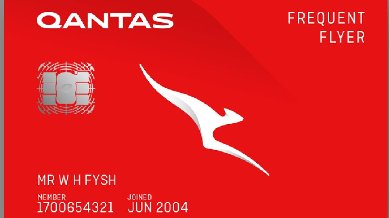 Qantas Frequent Flyer Card example. Picture: Supplied/Qantas.com